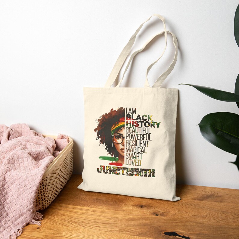 Juneteenth Black History Portrait Tote Bag | I Am Black History Text image 9