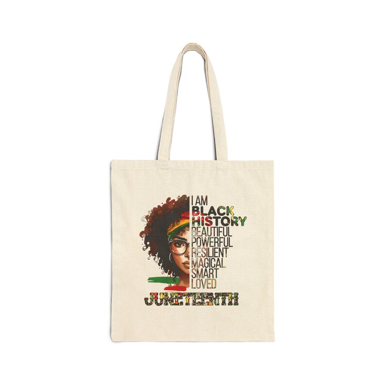 Juneteenth Black History Portrait Tote Bag | I Am Black History Text image 4