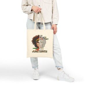 Juneteenth Black History Portrait Tote Bag | I Am Black History Text image 7