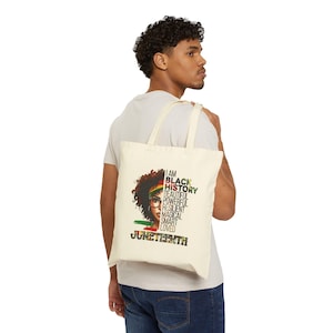 Juneteenth Black History Portrait Tote Bag | I Am Black History Text image 3