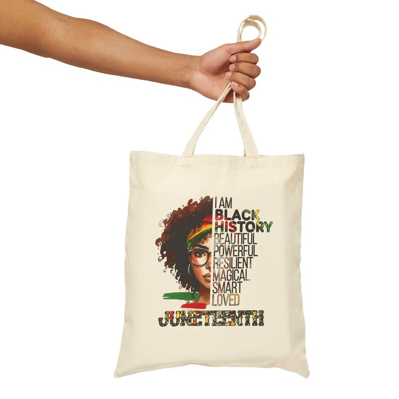 Juneteenth Black History Portrait Tote Bag | I Am Black History Text image 8