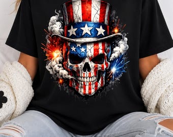 American Flag Skull Tee | Patriotic Uncle Sam Skull T-Shirt