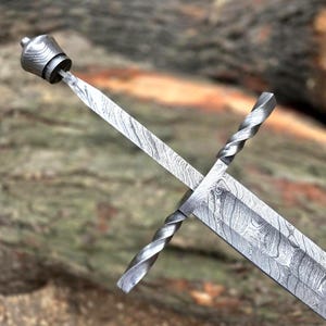Hand-Forged Damascus Viking Sword Blade Blank 35&quot; | Full-Tang Damascus Steel Sword Making Blank | DIY Custom Sword Crafting Supply & Gift