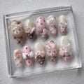Pink Teddy Bear Press On Nails | Coquette Kawaii Nails | 3D Bear & Bow Nail Art | Handmade Cute Press Ons product logo