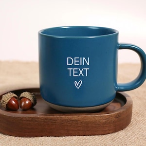 Mug en céramique personnalisé avec votre texteMug en grès avec votre propre gravure，Base naturelle et non émaillée
