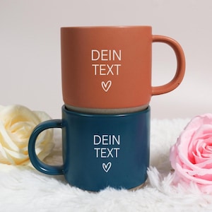 Mug en céramique personnalisé avec votre texte | Mug en grès avec gravure personnalisée | Base naturelle et non émaillée