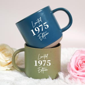 Limited Edition Geburtstag 1975 Keramikbecher, 50. Geburtstagsgeschenk, 50. Geburtstagsfeier-Partygeschenk für Frauen, Geschenk für Mama