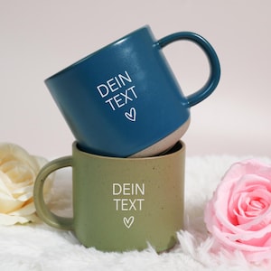 Mug en céramique personnalisé avec votre texte | Mug en grès avec gravure personnalisée | Base naturelle et non émaillée