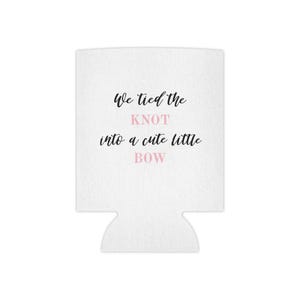 Wedding Can Cooler, Customizable Cooler, Coquette Bow Pink Custom Can Cooler