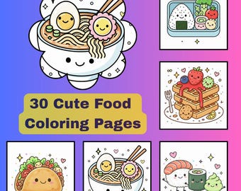 Coloring Pages – Kawaii Food Coloring Book for Kids & Adults | 8.5x8.5" PDF + JPG