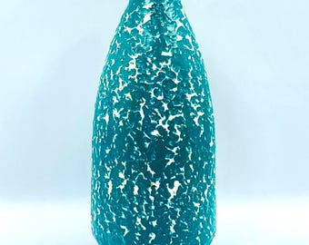 Raro vaso in ceramica artistica ungherese con smalto lavico turchese - Arte moderna di metà secolo, ceramica degli anni '60 - Vaso blu testurizzato brutalista - 24 cm Colore raro