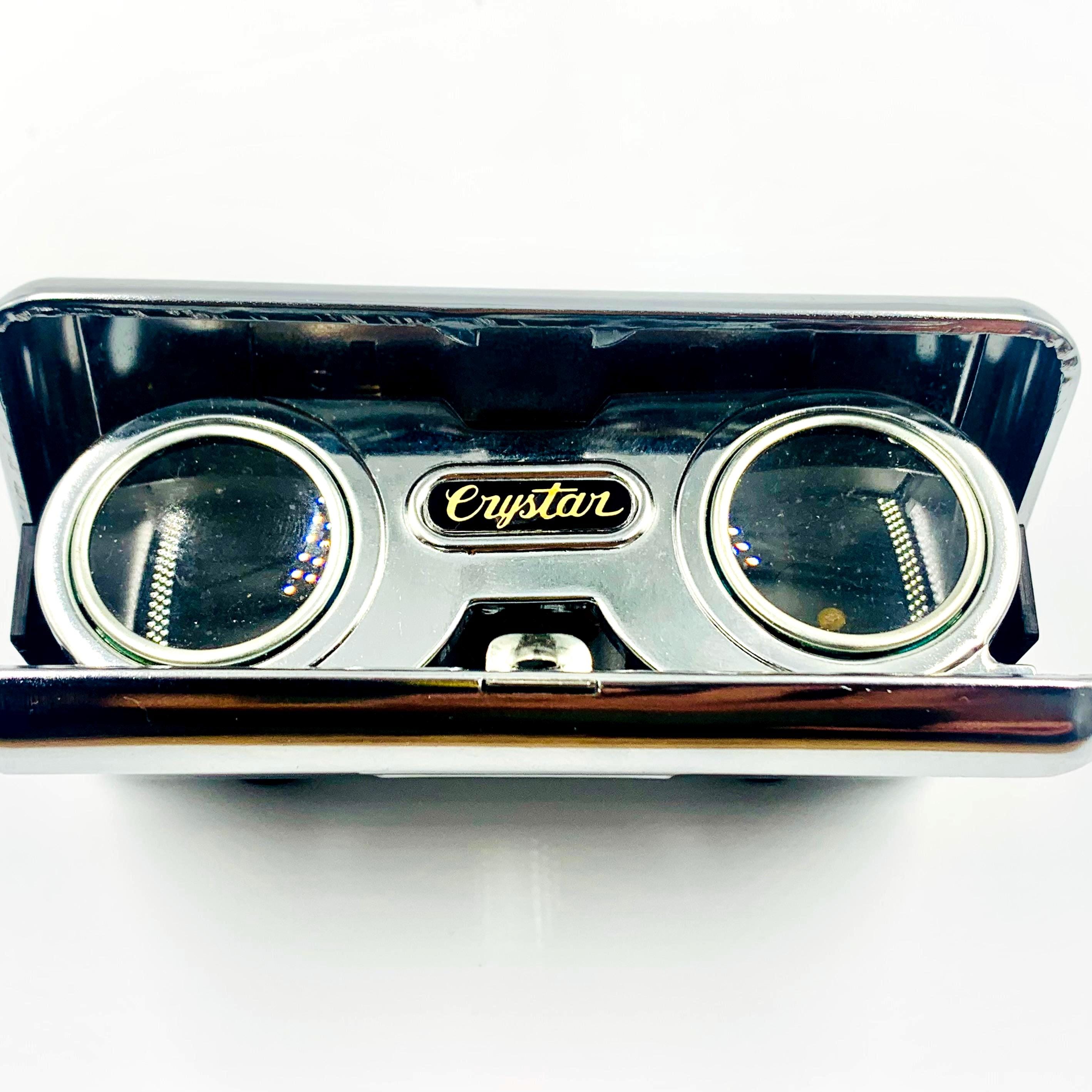 Vintage Crystar Folding Binoculars – Blue Chrome Opera Glasses