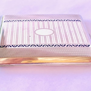 Vintage Alpacca Silver Cigarette Case | Art Deco Style with Blue Enamel | Elegant Pocket Accessory
