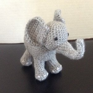 Crocheted Elephant Plush Toy: Grey Acrylic Yarn, Embroidered Eyes