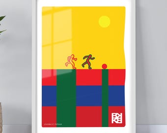 Colombia vs Portugal Football Print | Minimalist Line Art Fixture Poster | USA Canada Mexico 2026
