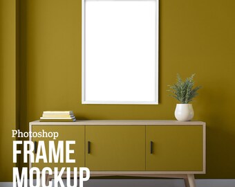 DIN Ratio Frame Mockup PSD | Editable Colors for Sports & Fan Art Prints | Customizable Team Colors | Minimalist Photoshop Print Display