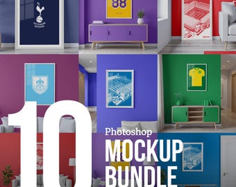 10 Frame Mockup Bundle PSD | DIN Ratio Photoshop Templates | Editable Colors for Sports & Fan Art Prints | Minimalist Print Display