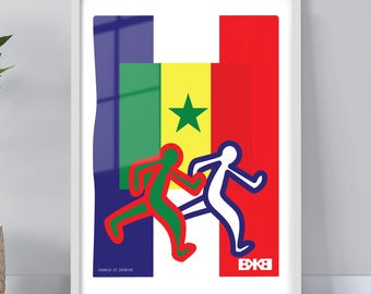 France vs Senegal Football Print | Minimalist Line Art Fixture Poster | USA Canada Mexico 2026