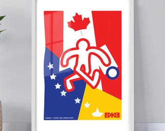 Canada vs Bosnia and Herzegovina | Football Print | Minimalist Line Art Fixture Poster | USA Canada Mexico 2026