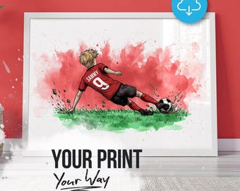 Personalized Football Wall Art Print, Boy/Girl Bedroom Decor (Digital Download)