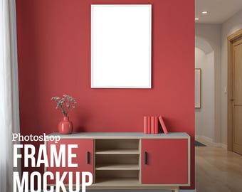 DIN Ratio Frame Mockup PSD | Editable Colors for Sports & Fan Art Prints | Customizable Team Colors | Minimalist Photoshop Print Display
