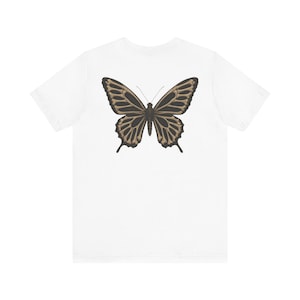 Butterfly Print Tee, Nature Lover Shirt, Insect Graphic Top, Short Sleeve Tshirt, Summer Fashion Apparel