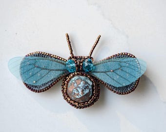 Leather Insect Brooch – Handcrafted Wearable Art Statement Pin