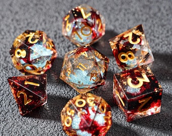 Set di dadi DND Liquid Core, regali DND liquidi fatti a mano, dadi liquidi in resina, dadi DND in lamina d'oro