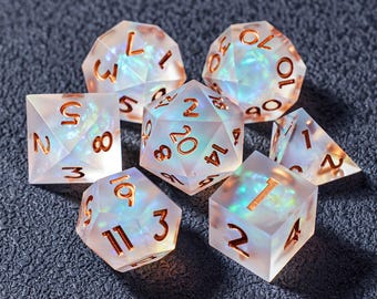 Dés de rêve colorés, dés D6 - dés pour jeux de rôle Donjons et Dragons, dés en résine à bords tranchants, set de dés D&D, cadeaux de Noël