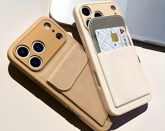 Leder Brieftasche Handyhülle - Kartenhalter Stand Cover für iPhone 17/16/15/14/13/12/11 Pro Max, stoßfeste PU Flip Schutzhülle