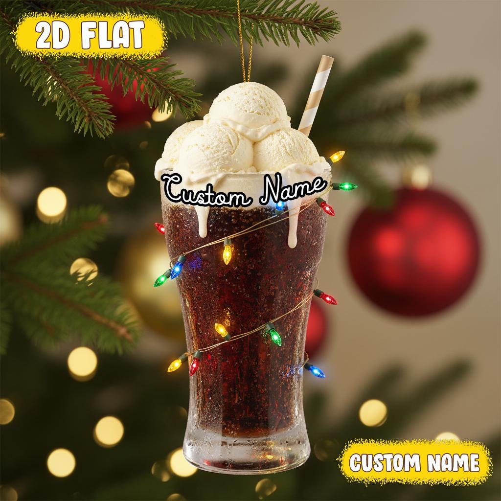 Discover Personalized Root Beer Float Christmas Ornament, Ice Cream Soda Gift, Food Lover Tree Decoration, Custom 2D Flat Ornament