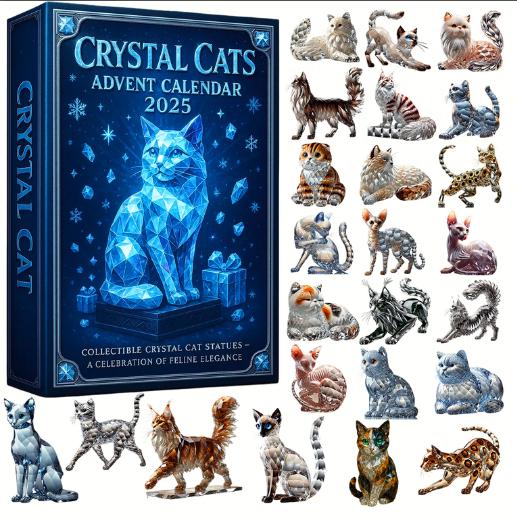 Discover Crystal Cats Christmas Advent Calendar, 2D Flat Acrylic 24 Days Countdown Gift for Cat Lovers
