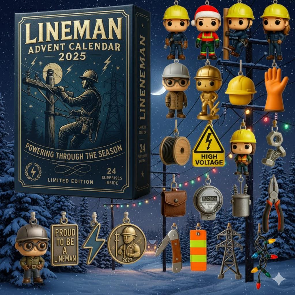 Discover Lineman Christmas Advent Calendar Ornaments, 2D Flat Acrylic 24 Days Countdown Mini Hanging Tree Xmas Ornaments for Christmas