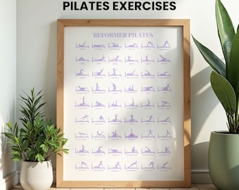 Pilates Reformer Exercise Chart: Studio Decor, Beginner-Friendly (Digital Download)