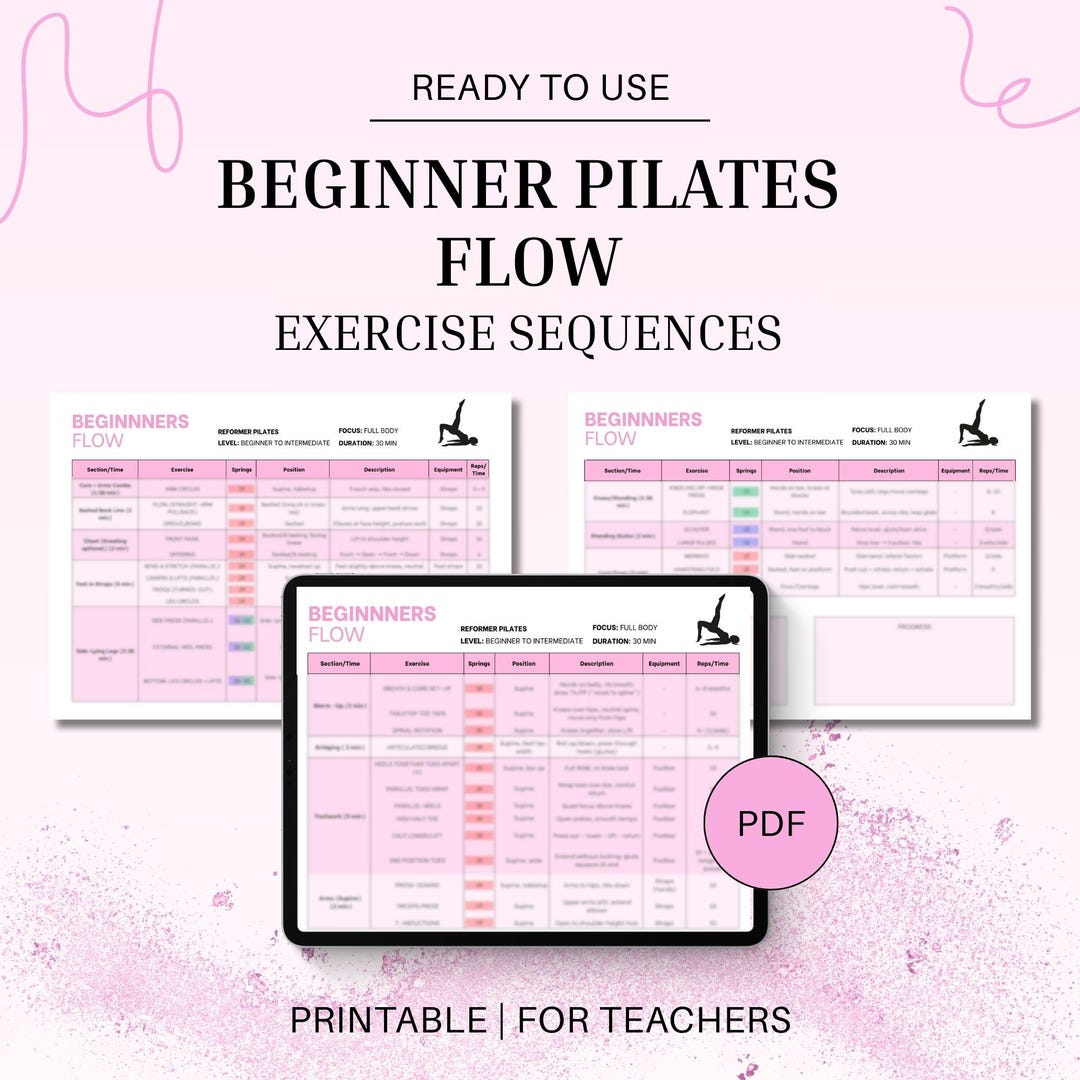 Reformer Pilates Beginner Flow: Instructor Workout Plan (printable PDF ...