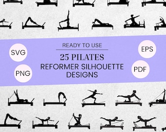 Pilates Reformer Silhouettes: 25 Fitness Designs (Digital Download)