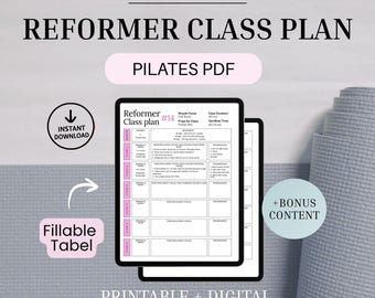 Pilates-Klassenplaner Vorlage | Druckbares & ausfüllbares PDF für Dozenten | Bearbeitbarer Lehrplan