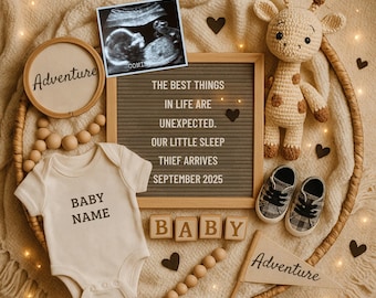 Unexpected Pregnancy Announcement Digital, Editable Baby Reveal Template, Surprise Gender Neutral Pregnancy Announcement for Social Media