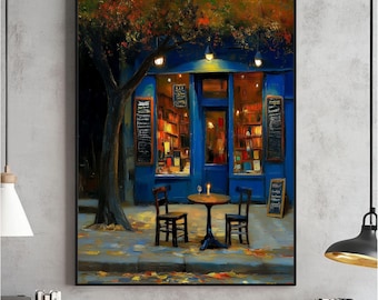 Autumn Coffee Shop Art Print, Moody Fall Decor (Digital Download)