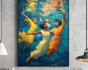 African American Digital Wall Art, Black Woman Swimming Poster, Black Art Prints, Black Artists, Beach, Instant Download