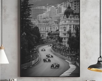 F1 Monaco Grand Prix Wall Art,Formula 1 Racing Print,Black and White F1 Print,Formula 1 Racetrack Digital,F1 Fans Gift Download