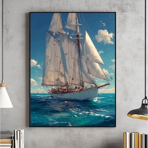 Sailboat Regatta Photo Wall Art, Coastal Yacht Racing Print, Nautical Ocean Decor for Beach House, Living Room or Office, Digital Download