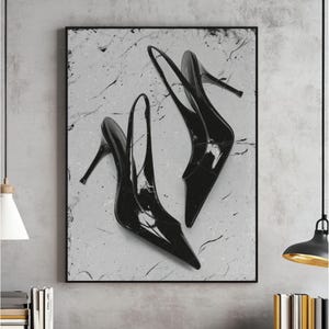 Black And White Heels Wall Art, Girly Minimalistic Teen Room Decor, Luxury Poster, High Heels Fashion Print, Stylish Above Bed Digital
