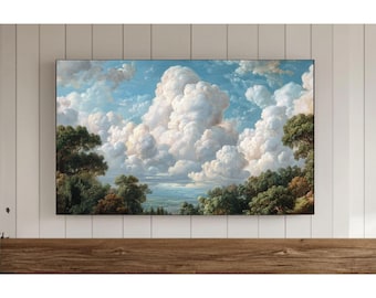 Vintage Sky Painting for Samsung Frame TV, Rustic Landscape (Digital Download)