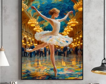 Vintage Ballerina Art Print, Elegant Pink Ballet Decor (Digital Download)