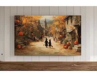 Spooky Town Frame TV Art, Vintage Halloween Street (Digital Download)