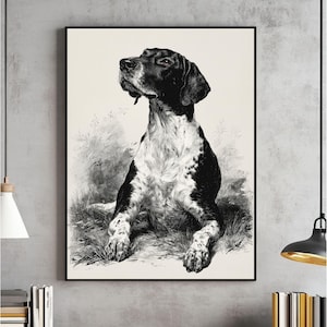 German Shorthaired Pointer Sketch Wall Art, GSP Sketch Poster, Dog Owner Gift, Dog Drawing Artwork, Countryside Print, Farmhouse Decor