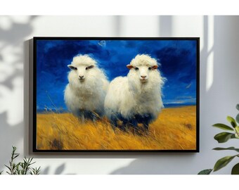 Vintage Highland Sheep Painting, Rustic Farmhouse Decor (Digital Download)