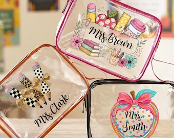 Bolsa de regalo personalizada para profesores, bolsa de playa de PVC transparente con nombre personalizado, regalo de agradecimiento para profesores, regalo personalizado para profesores, regalo de regreso a clases