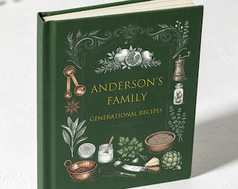 Personlig receptbok, Anpassad familjekokbok, Generationsrecept, Familjekokbok, Köksanteckningsbok, Inbunden dagbok